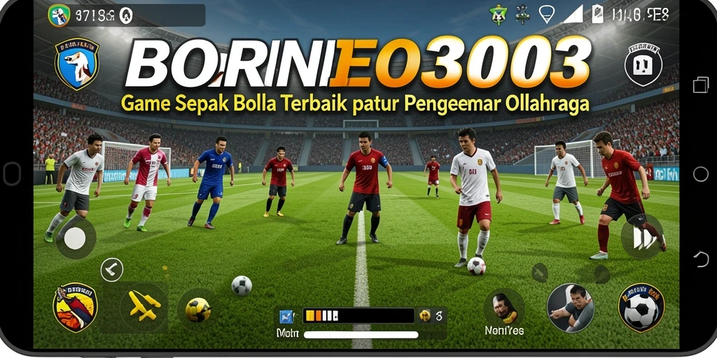 Screenshot gameplay BORNEO303 menampilkan aksi menegangkan di lapangan sepak bola.