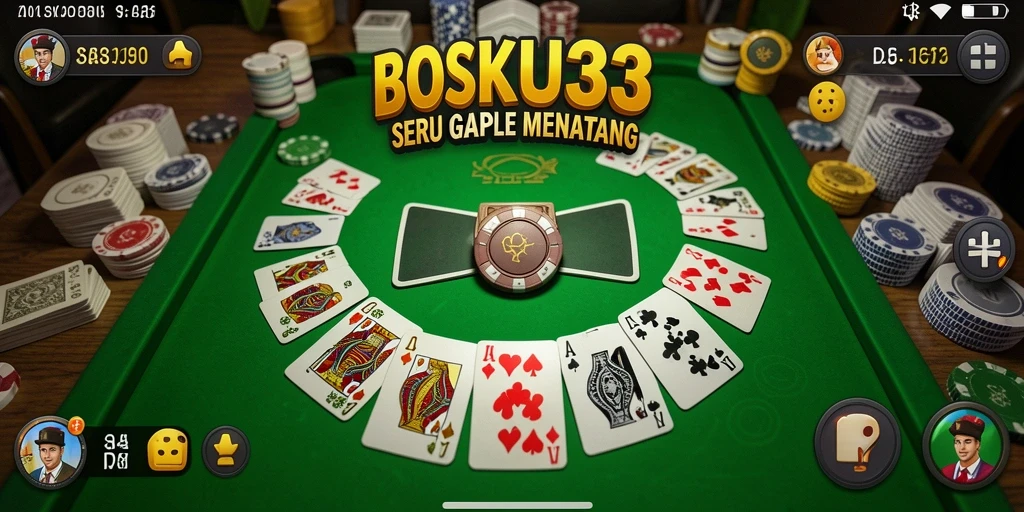 Tampilan gameplay Gaple yang seru dan interaktif di BOSKU33.