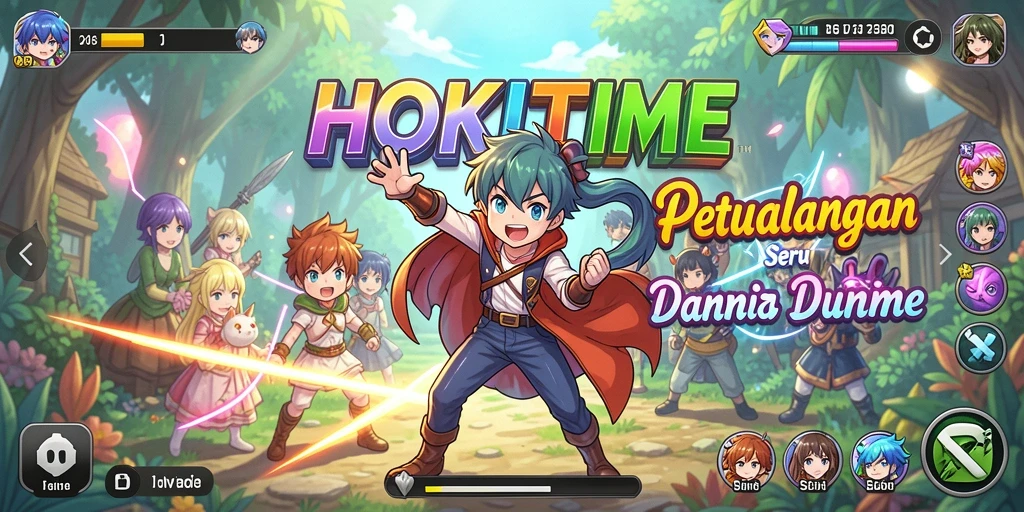 Gameplay HOKITIME yang menarik dengan karakter anime.