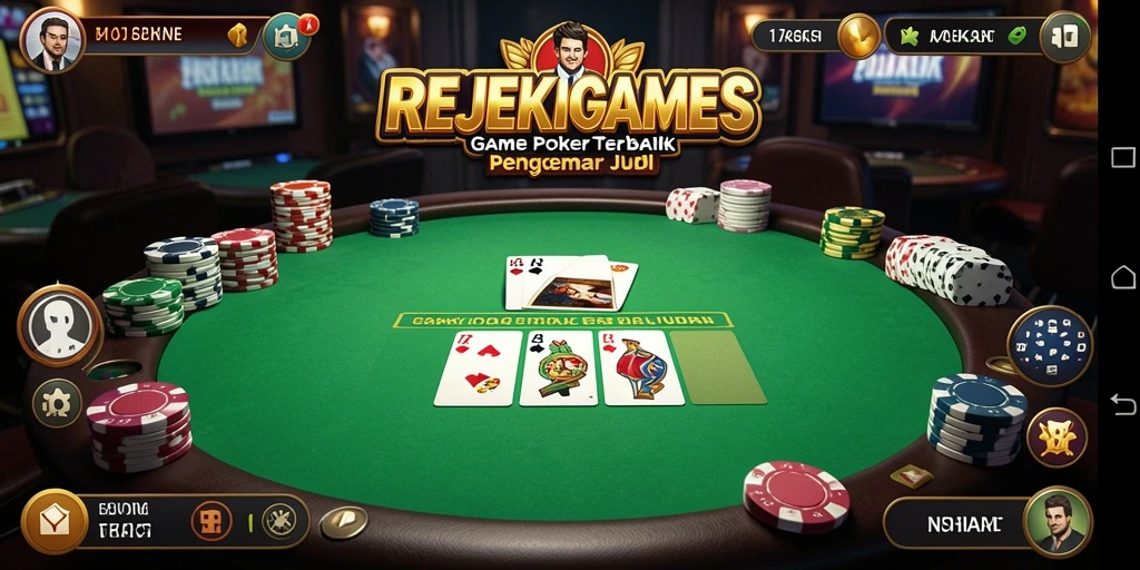Tampilan gameplay seru di REJEKIGAMES saat bermain Poker.