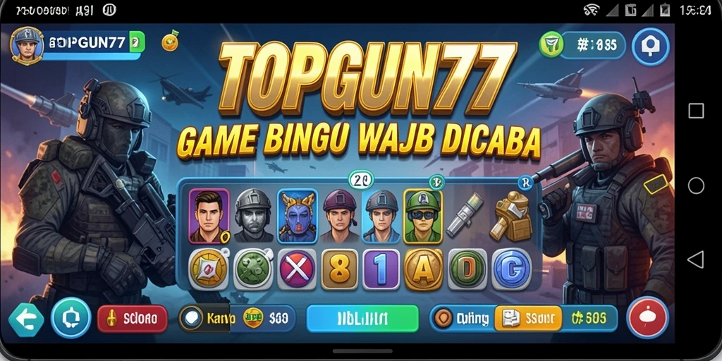 Screenshot gameplay TOPGUN77 menunjukkan suasana permainan Bingo yang seru.