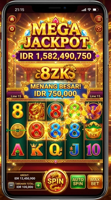 Tampilan antarmuka pengguna aplikasi 8zk yang intuitif.